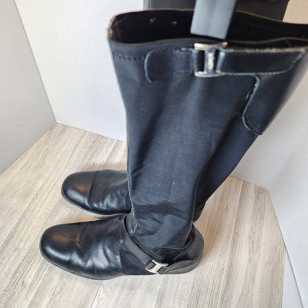 Etienne Aigner Boots Women's SIZE 6.5 Black Roping Riding Buckles Heel - Picture 3 of 16